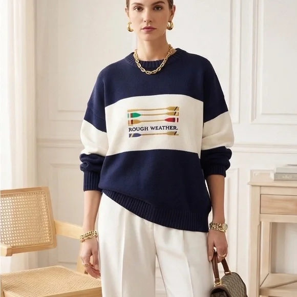 Vintage GANT Rough Weather Embroidered Coastal Sweater - Nautical Preppy - XL - Picture 3 of 13